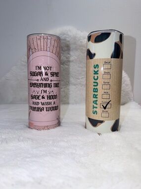 Starbucks Cream Cow Print + Pink Sugar & Spice Tumbler Duo 💝